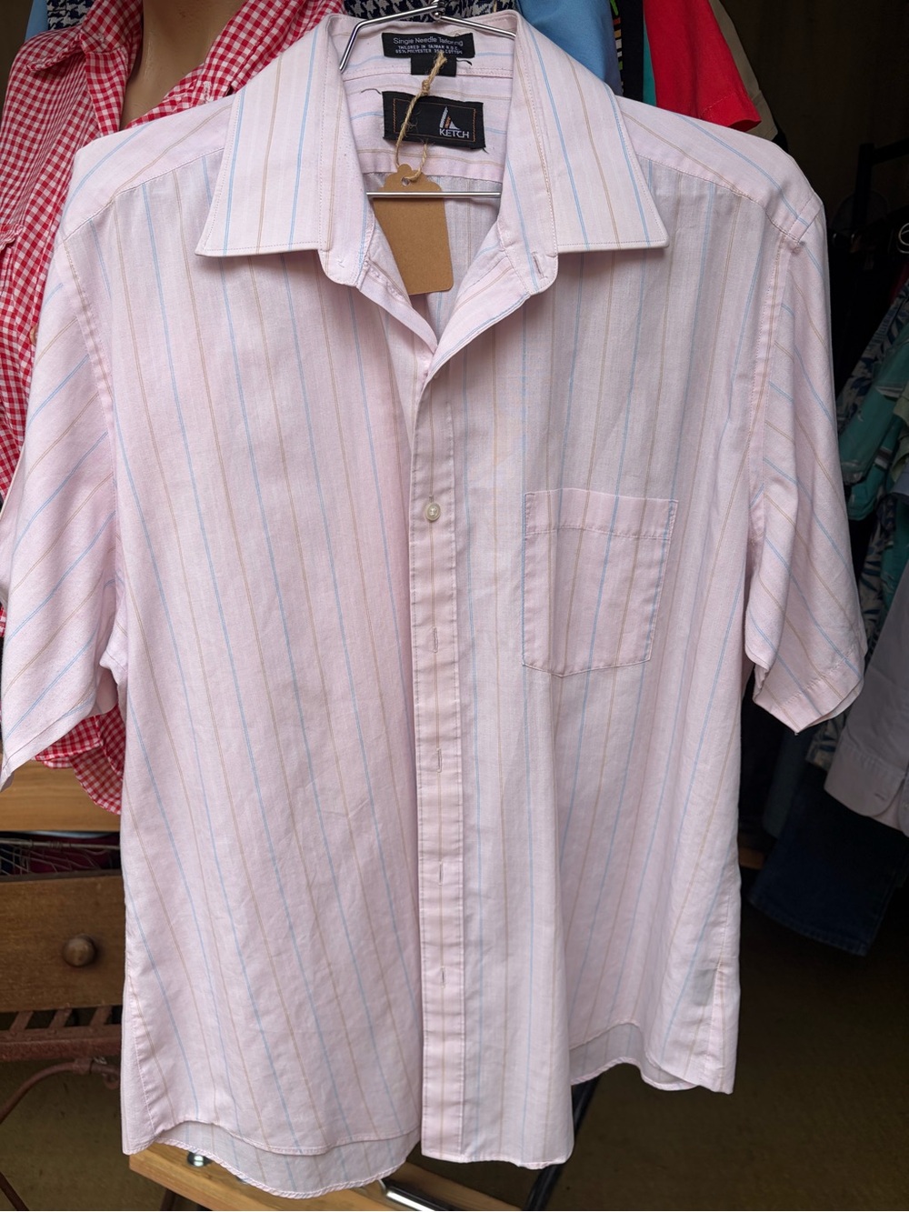 Unisex Light Pink Stripe Short-Sleeve Shirt